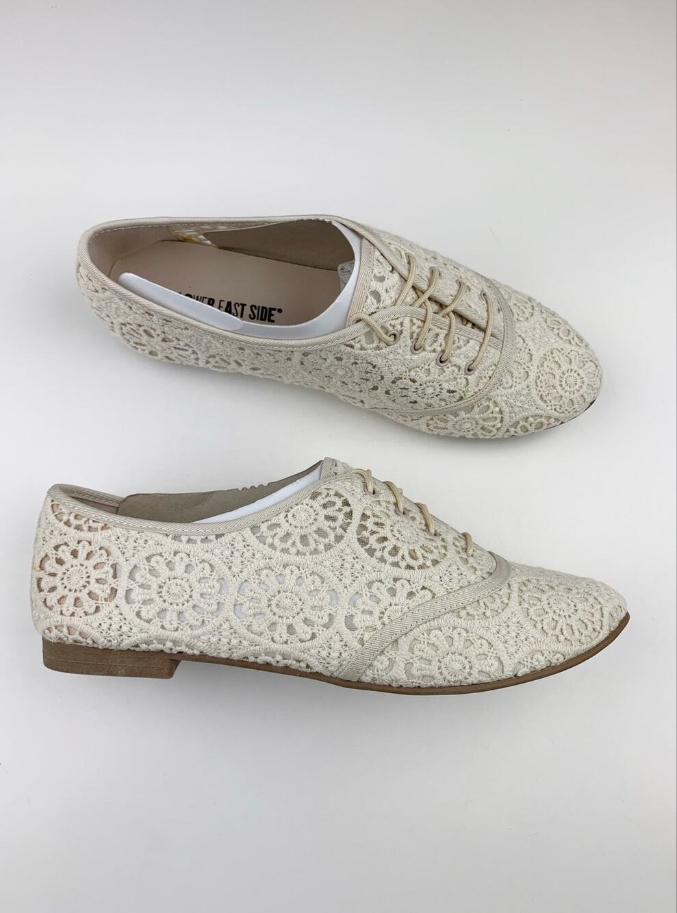 Vintage New Lower East Side Blossom Cream Crochet Lace Oxford Shoes Women's 8.5